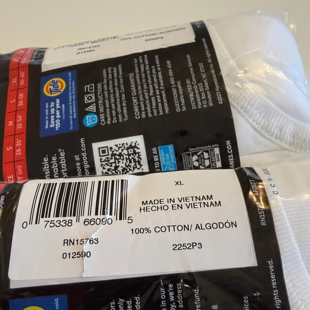 Hanes 6 Pack White Comfort Flex Cool Wicking Cotton Briefs XL NWT
